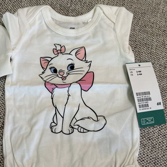 H&M Girls Infant Set Marie Aristocrat Cat Pink White and Socks 2-4 Months NEW - Picture 4 of 9